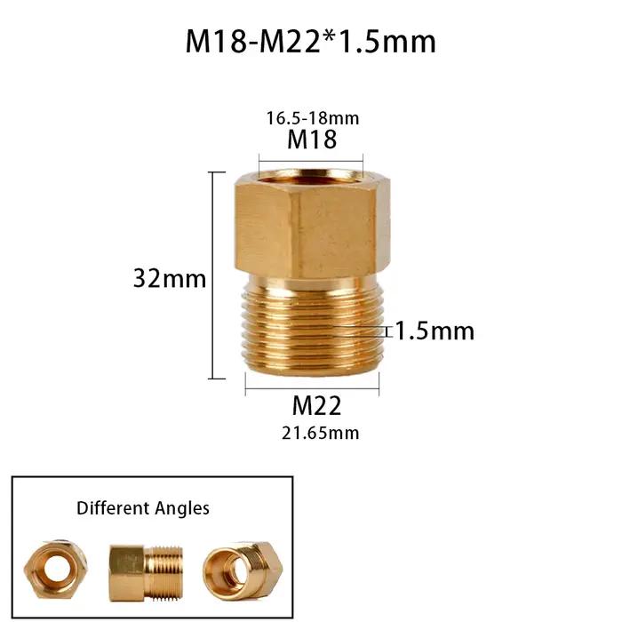 Connecteur de filetage en laiton 3/8 1/2 M14 M18 M22 pour pistolet et tuyau de nettoyeur haute pression irrigation jardin agriculture villa installation de raccordement industrialisé occassions speciales