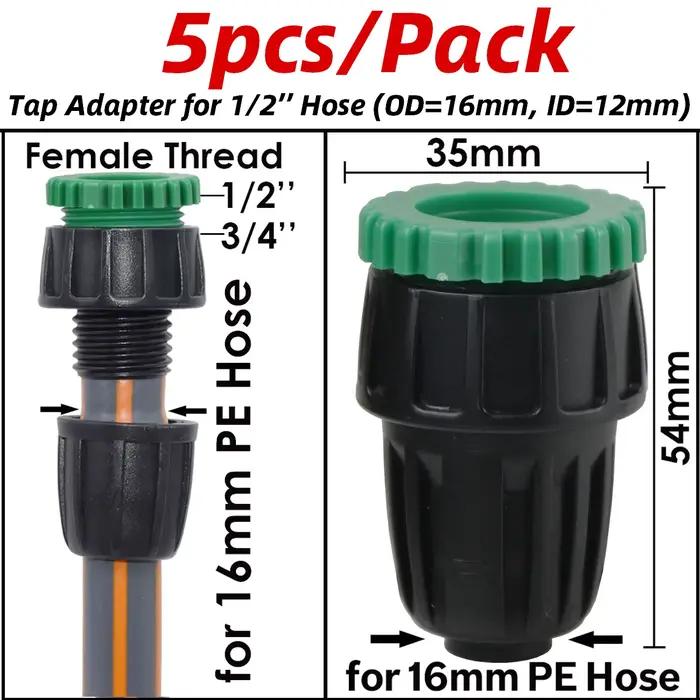 KESLA 5 pièces 16mm 1/2 ''PE tuyau connecteur séparateur té couplage fileté serrure à 4/7mm 3/5mm