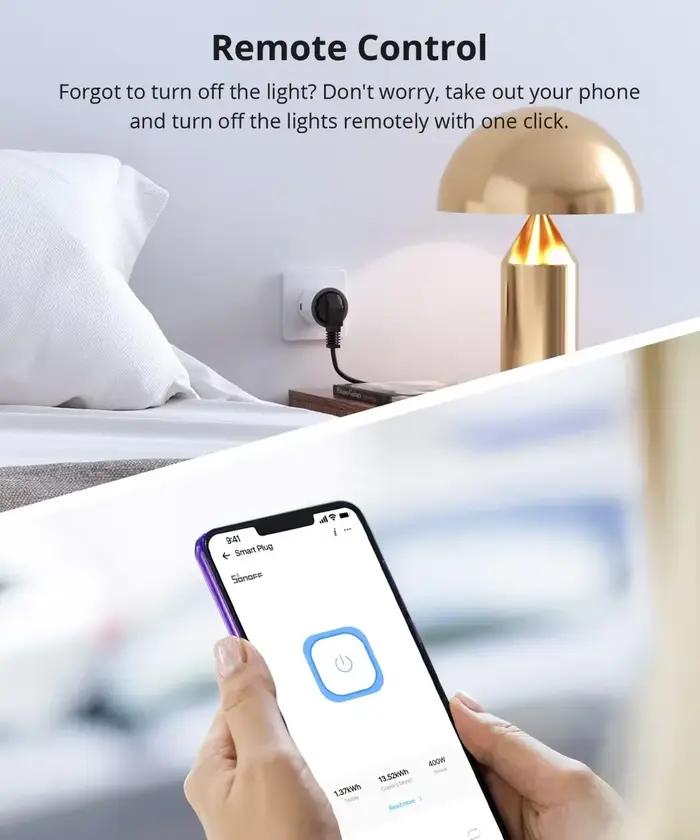 Prise WiFi Intelligente Sonoff S60 EU Surveillance Energie Programmation Minuterie Controle App Commande Vocale Scene Intelligent Protection Sûreté Durabilité Occasions Particulières