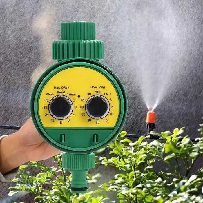 Nouvelle version améliorée du robinet d'arrosage automatique électronique en plastique vert pour jardin extérieur avec minuterie et tuyau d'irrigation