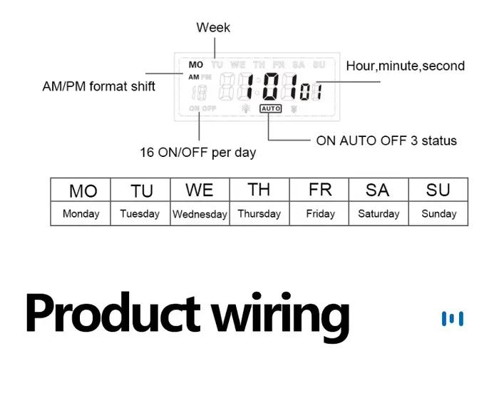Minuterie électronique numérique CN101A programmable hebdomadaire pour contrôle automatique de l'éclairage ventilateur et systèmes d'arrosage occasions spéciales