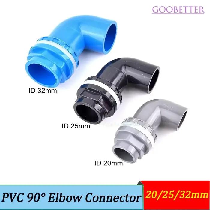 Adaptateur coudé en PVC 90° pour tuyau de débordement d'aquarium anti-fuite avec rotation 360° pour systèmes de filtration et circulation