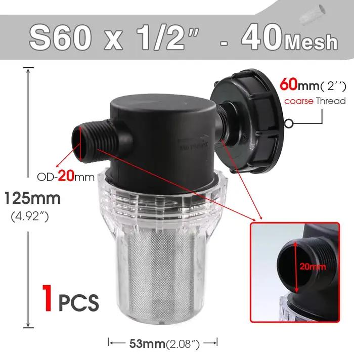 Filtre d'arrosage de réservoir d'eau IBC connecteur d'eau de jardin femelle pour tuyau d'arrosage protection irrigation jardin professionnel et particulier