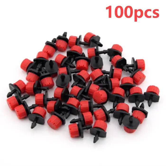 100 pièces/sac goutteurs d'irrigation réglables arroseurs 1/4 ''émetteur goutteur goutte à goutte Mi