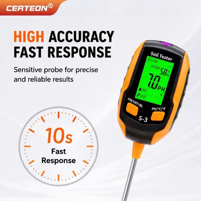 Testeur de Sol 4 en 1 5 en 1 6 en 1 pH Humidité Température Lumière Compteur Numérique Outil Jardinage Haute Précision