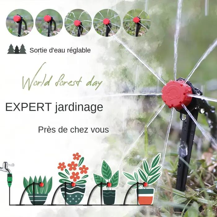 Système d'arrosage automatique pour jardin 25m ou 50m avec kit d'égouttement pour légumes fleurs buse réglable en plastique bleu violetOptionsResolver