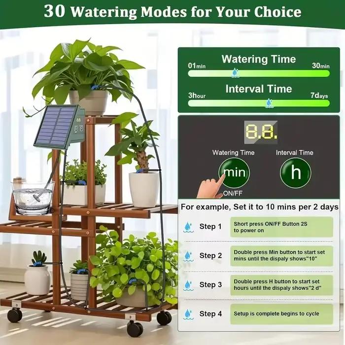 Système d'irrigation goutte-à-goutte automatique solaire DIY pour jardin