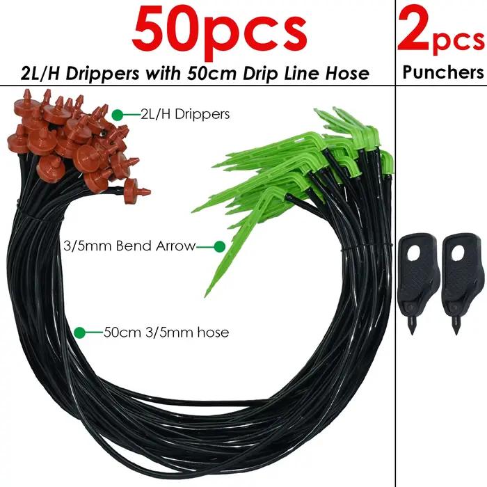 KESLA 50pcs Kit de système d'arrosage de jardin Irrigation goutte à goutte de serre 8L/H goutteurs d