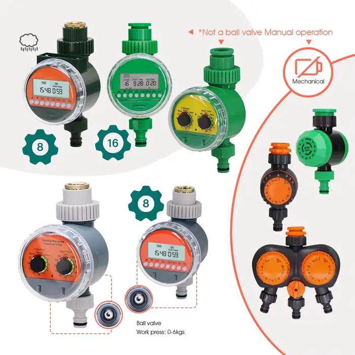 Programmateur d'arrosage automatique à vanne à bille avec écran LCD pour jardin et serre occasionnels absences week-ends vacances voyages usage domestique extérieur irrigation goutte à goutte