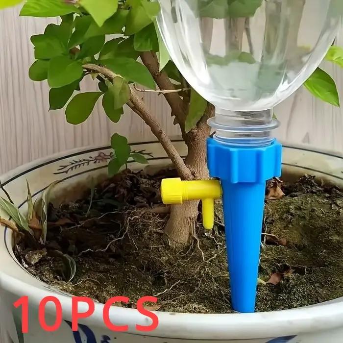 Kit d'arrosage goutte-à-goutte réglable pour plantes d'intérieur et extérieures en plastique vert ou bleu adaptable à divers types de plantes et bouteilles