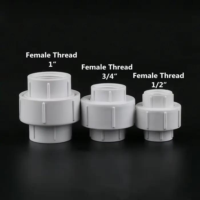 Connecteur Union en PVC à Double filetage femelle 1/2 "3/4" 1 ", Joint détachable pour aquarium, rac
