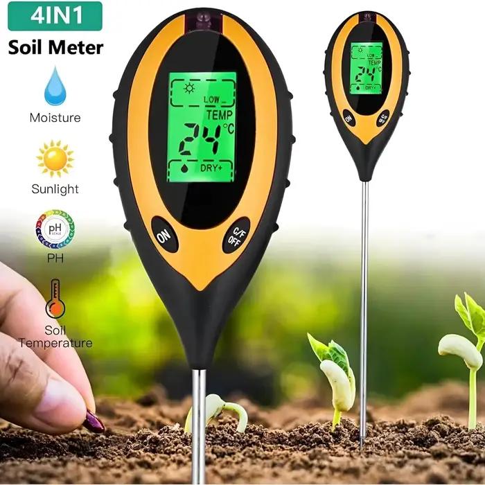 Nouveau pH-mètre de sol 3 en 1/4 en 1, testeur d'humidité et d'acidité de la lumière, testeur d'humidité du sol, Kit de testeur de sol pour plantes pour fleurs