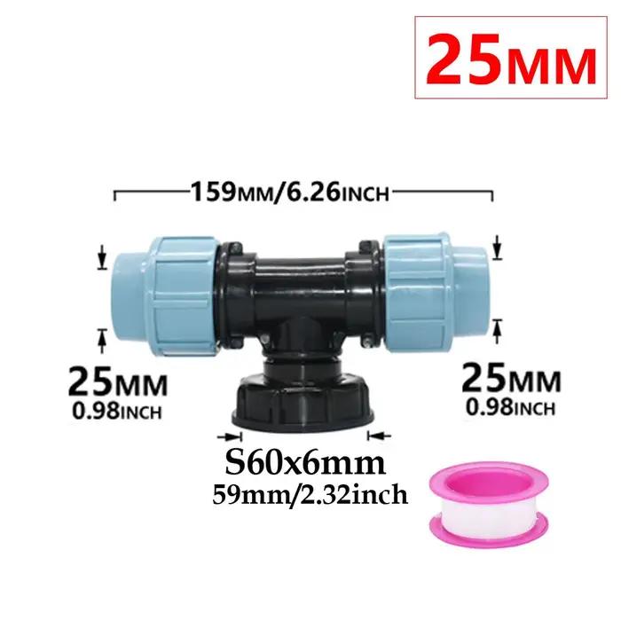 Adaptateur IBC S60 x 20mm 25mm 32mm Connecteur d'eau de jardin en plastique PP pour irrigation de jardin et agriculture occasions spéciales