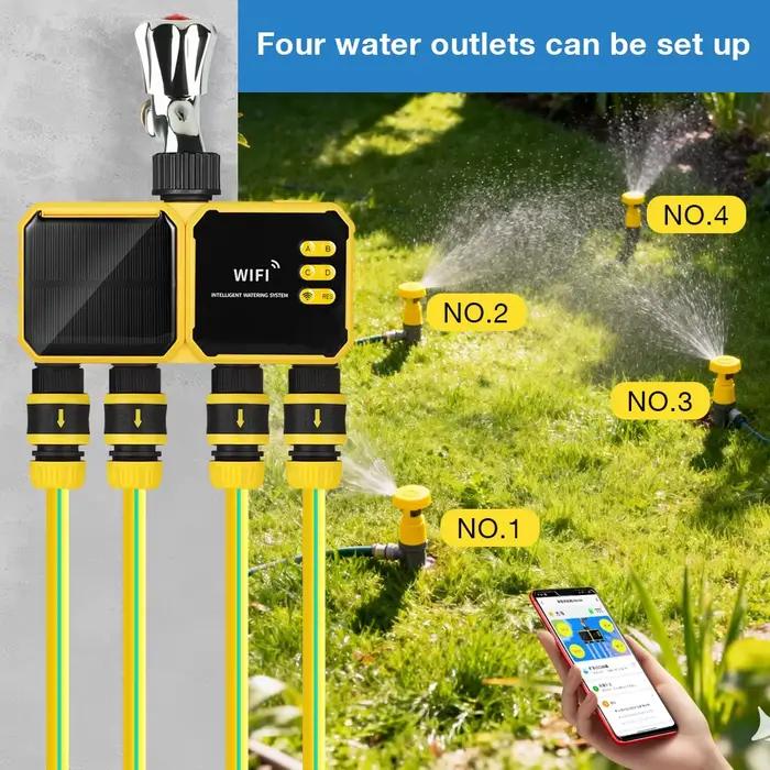 Programmateur d'arrosage solaire WiFi 1/2/4 sorties avec application Smart Life