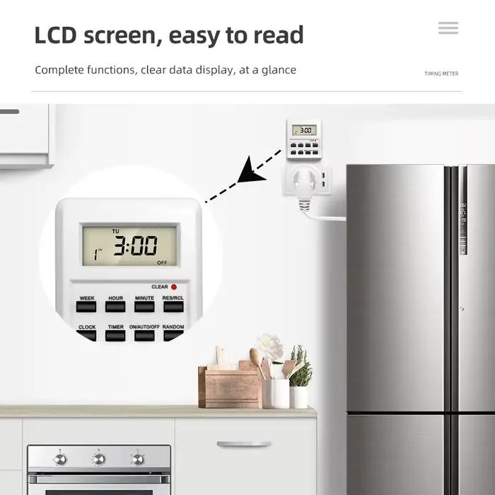 Minuterie électronique numérique programmable 12/24 heures pour cuisine, prise EU UK AU US BR FR IT TH occasions spéciales cuisine professionnelle débutants gastronomie