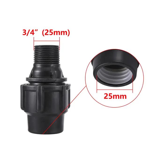 Connecteur de réduction droit noir pour tuyau en PE, raccord de tube, adaptateur d'irrigation à filetage femelle et mâle, 20mm, 25mm, 32mm, 40mm, 50mm, 1/2mm, 3/4mm, 1 po, 1.2 po, 1.5 po