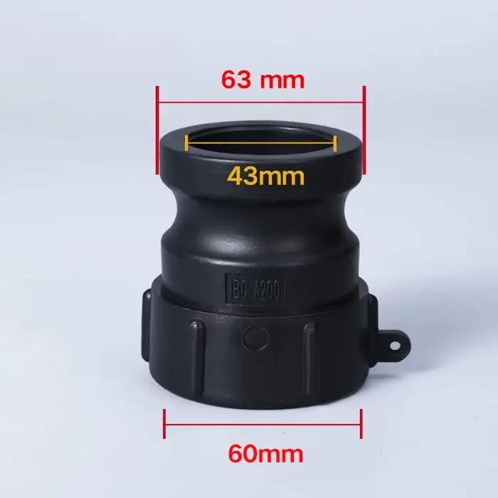 Adaptateur A200 précieux en polypropylène IBC, connecteur de assujeten plastique Camlock BLOPack, ha