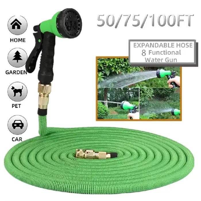 Tuyau d'arrosage de jardin extensible avec double connecteur métallique