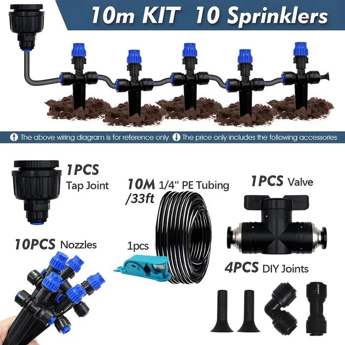Kit d'irrigation de jardin 1/4'' avec goutteur extérieur 8 trous et piquet