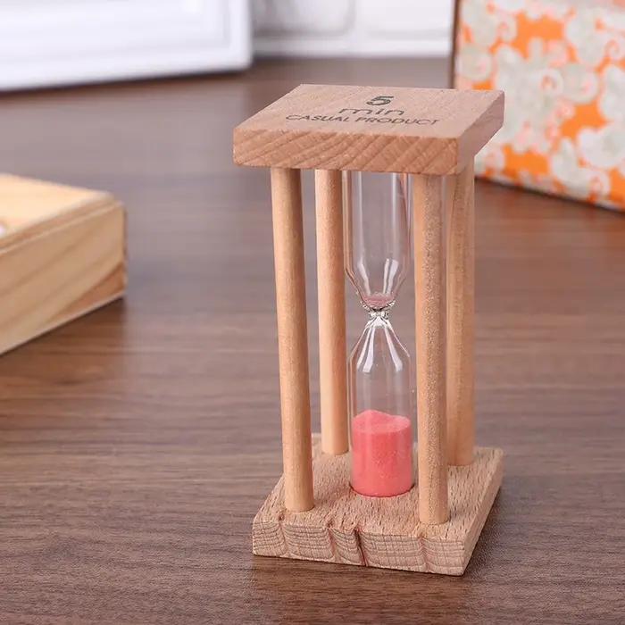 Horloge sablier en bois de hêtre rouge multifonctionnelle pour gestion du temps et décoration de bureau et maison pour enfant et adulte