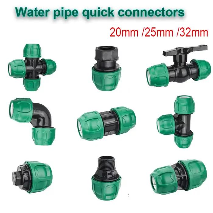 Système d'Irrigation Agricole Tuyau d'Eau Jardin Domestique Connecteur Rapide Coude Vannes à Trois Voies pour Tube PVC PE 20mm 25mm 32mm Occasions Spéciales Amélioration du Jardin