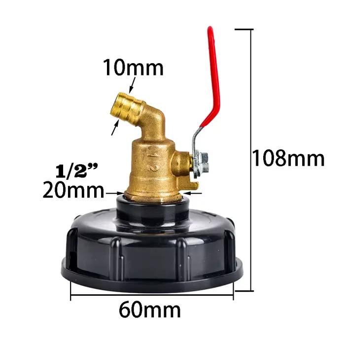 Adaptateur de robinet en laiton pour réservoir IBC, filetage S60X6, tuyau d'arrosage de 10mm, raccor