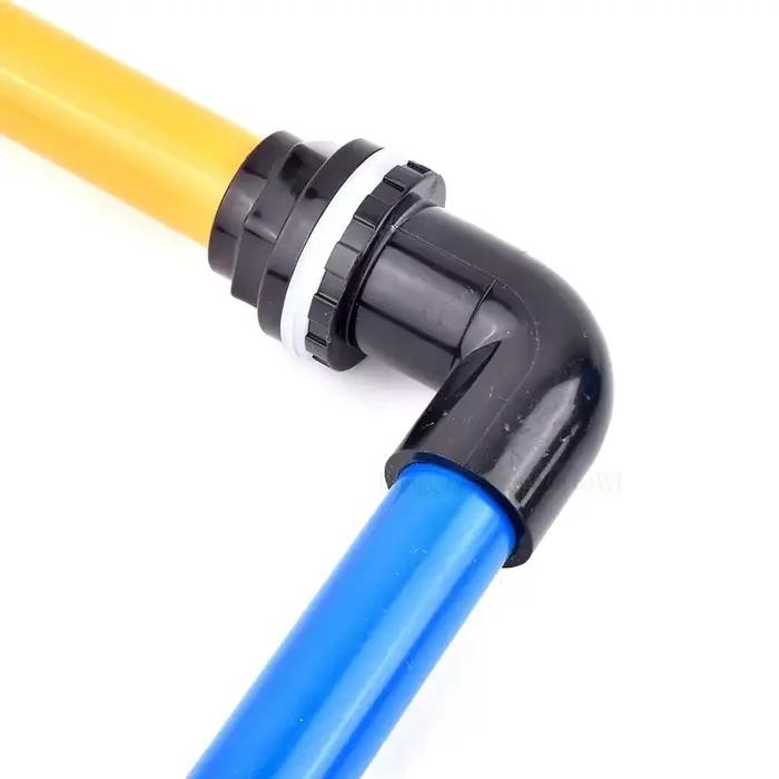Adaptateur coudé en PVC 90° pour tuyau de débordement d'aquarium anti-fuite avec rotation 360° pour systèmes de filtration et circulation