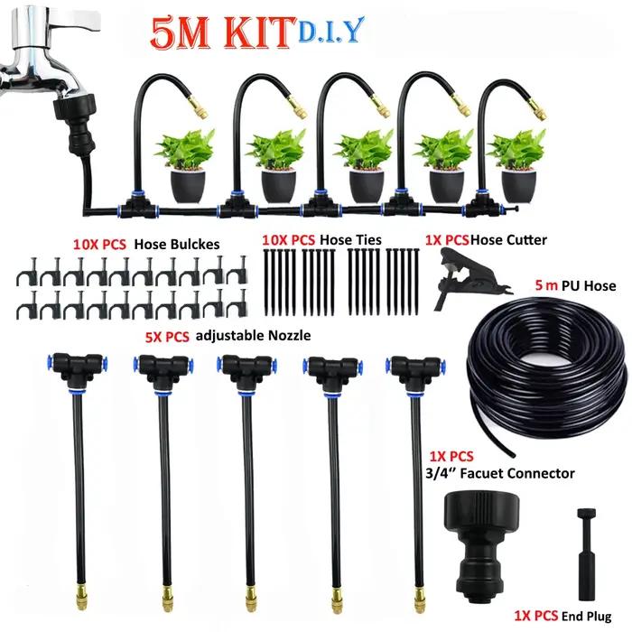 Arroseur d'atomisation universel 5-20M, Kits d'arrosage automatique 5M/10M avec buse rotative en cuivre de 20cm, pulvérisateur d'eau pour jardin, kit de jardinage, spray de jeu pour enfants, cadeau pour amateurs de jardinage