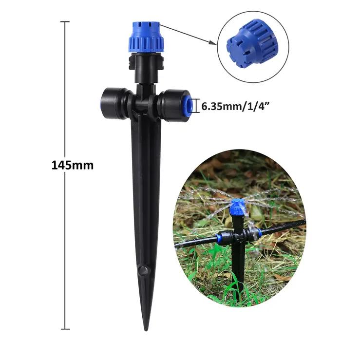 Pulvérisateurs rotatifs réglables à 180° pour arrosage précis et ciblé avec support, idéal pour jardin et potager, disponible en blanc, jaune et rouge