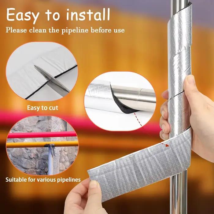 Bande Isolante Autocollante En Mousse Et Feuille D'Aluminium Pour Protection Hivernale Des Conduites D'Eau Chaude Et Froide Installation Facile Sécurité Durabilité