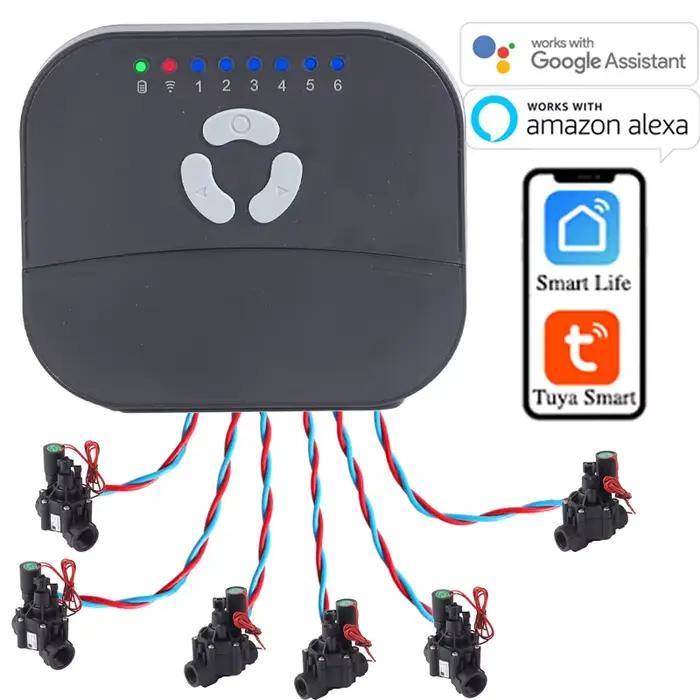 Minuterie d'arrosage pour maison intelligente Tuya, 6 zones, connexion WIFI et contrôleur d'irrigati