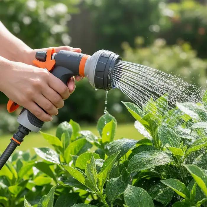 Pistolet d'arrosage de jardin blanc 8 modes avec buses multiples et boucle fixe en plastique ABS pour arrosage et nettoyage extérieur