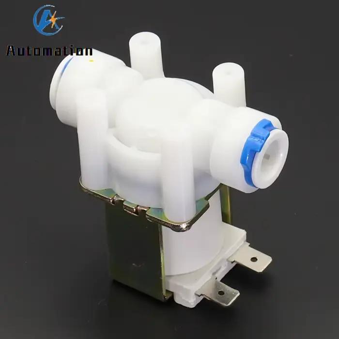 Électrovannes en plastique pour fontaines à boire Machines RO 12V 220V Fontaines à boire Machines à canalisations Vannes en ligne Prise rapide Occasions spéciales Installation de plomberie robuste