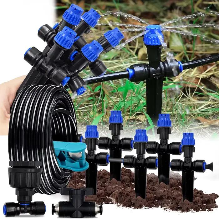 Kit d'irrigation de jardin 1/4'' avec goutteur extérieur 8 trous et piquet