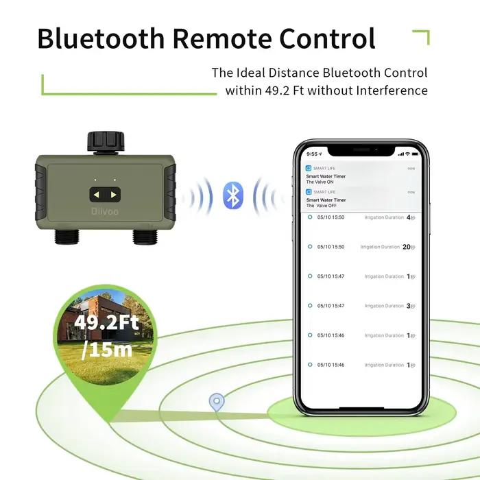 Diivoo-Arroseur chronométré pour tuyau d'arrosage, minuterie d'eau intelligente Bluetooth, jusqu'à 2