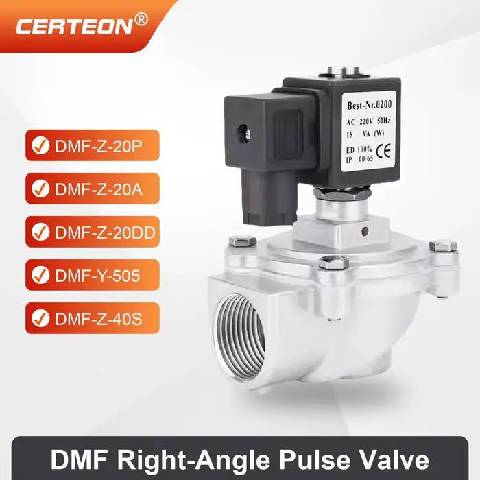 Vanne à impulsion électromagnétique DMF-Z-20-25-40S-50S pour filtre à manches collecte de poussière industrielle AC220V DC24V angle droit installation facile couleur et taille multiple