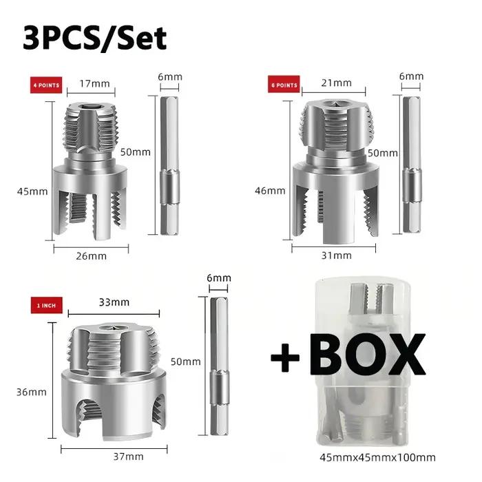 Ensemble d'outils de filetage de tuyaux internes et externes 3 pièces kit de filetage de tuyaux en PVC plastique 1/2 pour réparation de plomberie installation domestique projet de bricolage