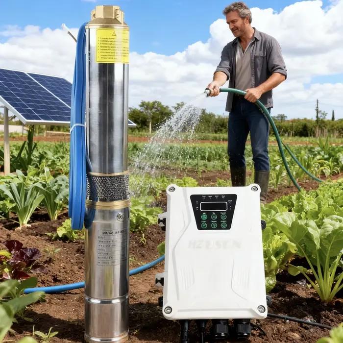 Pompe solaire submersible 1,5 CV DC 72V Débit max. 6 m³/h pour puits profond | Kit de système de p