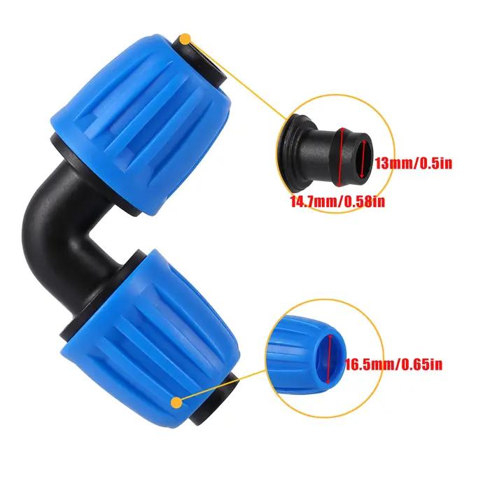 Connecteurs de verrouillage de tuyau 1/2" pour jardin, serre, irrigation de la pelouse et arrosage agricole en plastique PP argent blanc bleu brun or rouge gris noir