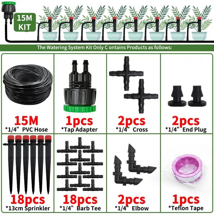 Kit de système d'arrosage automatique d'irrigation goutte-à-goutte de jardin