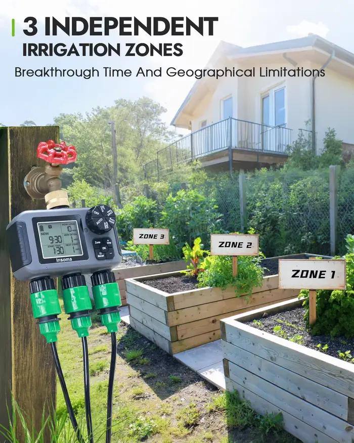 Insome programmeur d'irrigation automatique 3 sorties tuyau d'arrosage Dip robinet minuterie