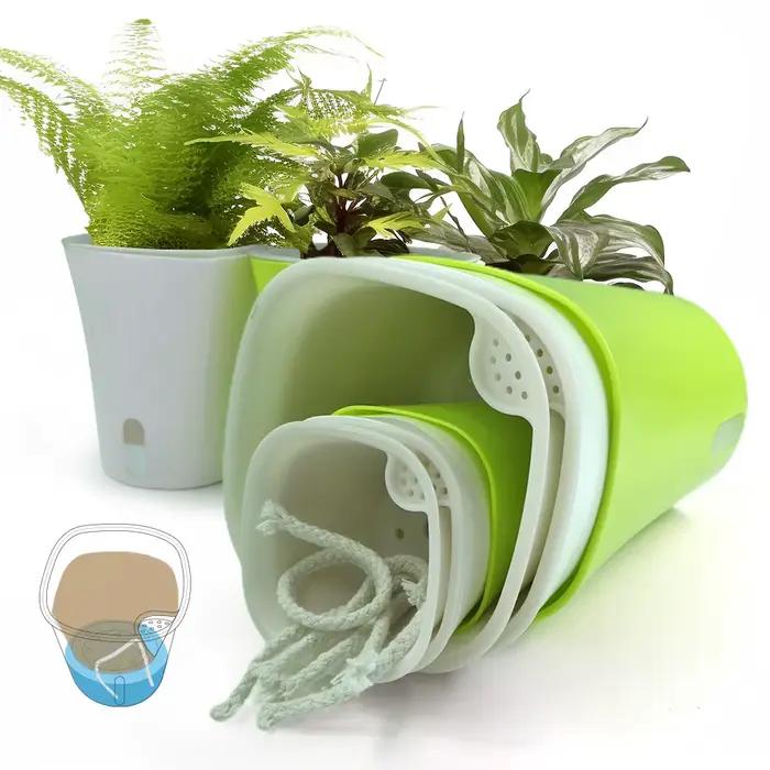 Pot de fleur d'arrosage automatique, récipient en plastique Lauren avec trou de proximité, pots de p