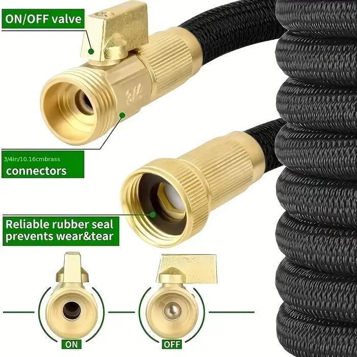 Tuyau d'arrosage en caoutchouc réglable 25 à 100 pieds flexible anti-uv pour jardinage et entretien de pelouse occassions spéciales