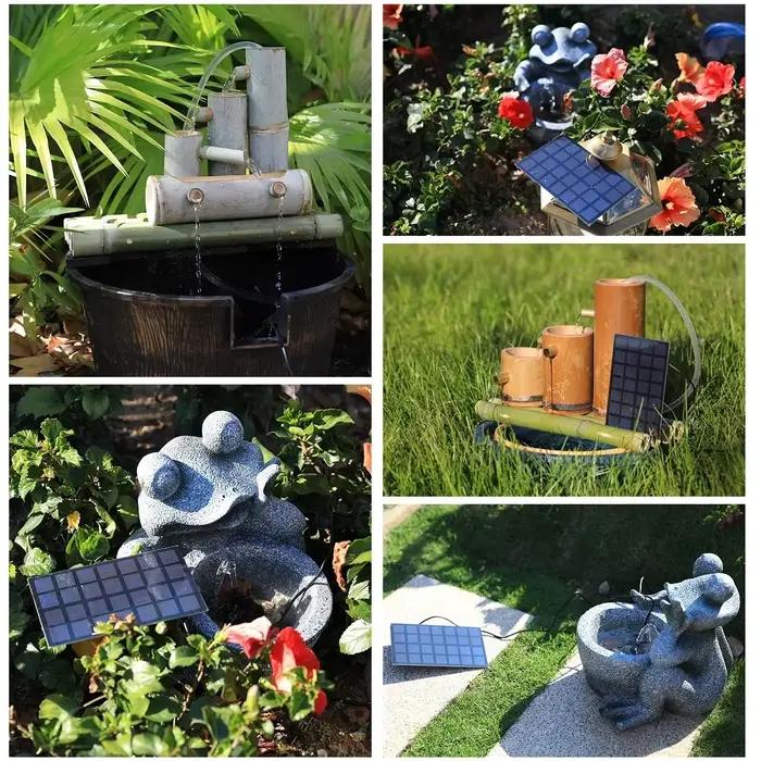 AISITIN-Pompe de fontaine solaire avec 6 buses et tuyau d'eau de 4 pieds, 62 pompes solaires pour ba