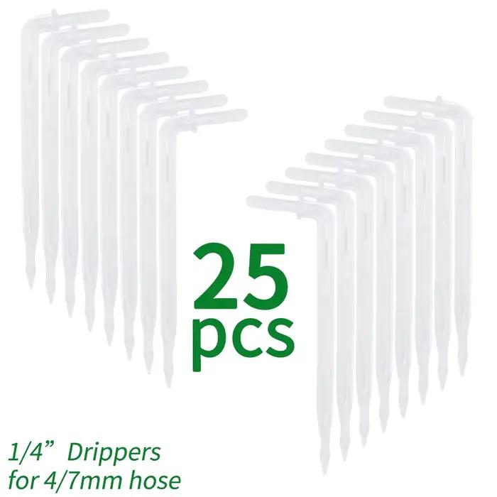 Goutteur de tuyau à courbure transparente, 25x flèche 1/4 en effet, 4/7mm, émetteur de goutte à gout