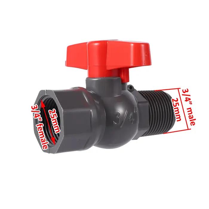 Robinet à tournant sphérique en PVC pour irrigation jardin aquarium connecteur d'eau robuste polyvalent 3/4 pouces 1 pouce adaptable à tous les systèmes d'irrigation et de tuyauterie