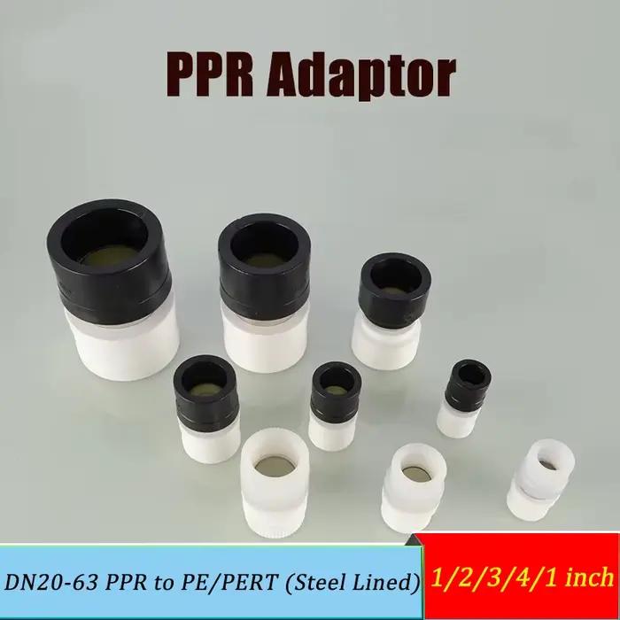 Adaptateur de tuyau d'eau DN20-63 PPR vers PE/PERT double en acier pour plomberie domestique et industrielle hybrides avec connexion femelle et pression élevée