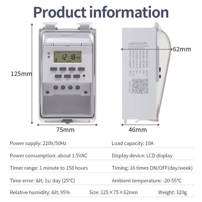 Minuterie numérique multifonctionnelle 220V 30A