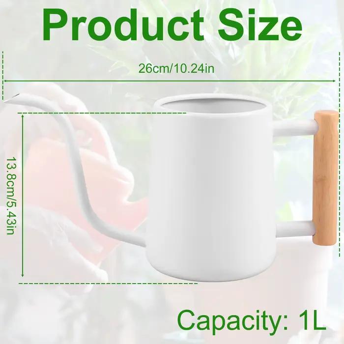 Arrosoir 1L avec manche en bois, Pot d'arrosage en acier inoxydable avec pichet d'arrosage à Long be