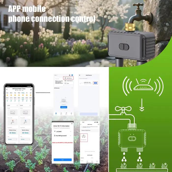Tuya WiFi minuterie d'eau intelligente 2 prises